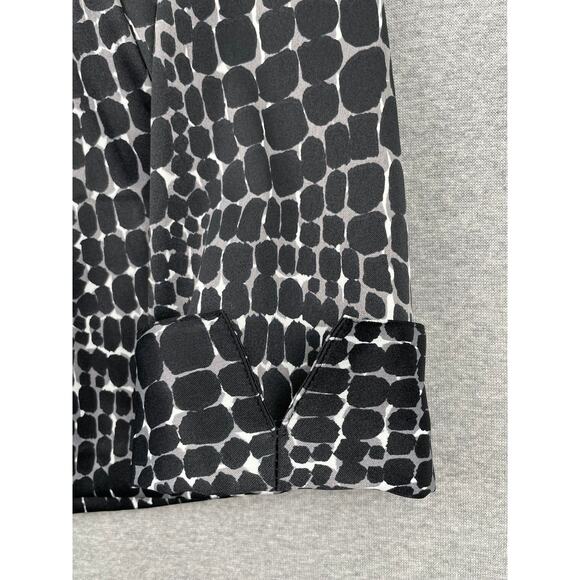 y2k Abstract Belted Trench Jacket Womens M Black White Geometric Print Wrap Coat - Picture 12 of 16